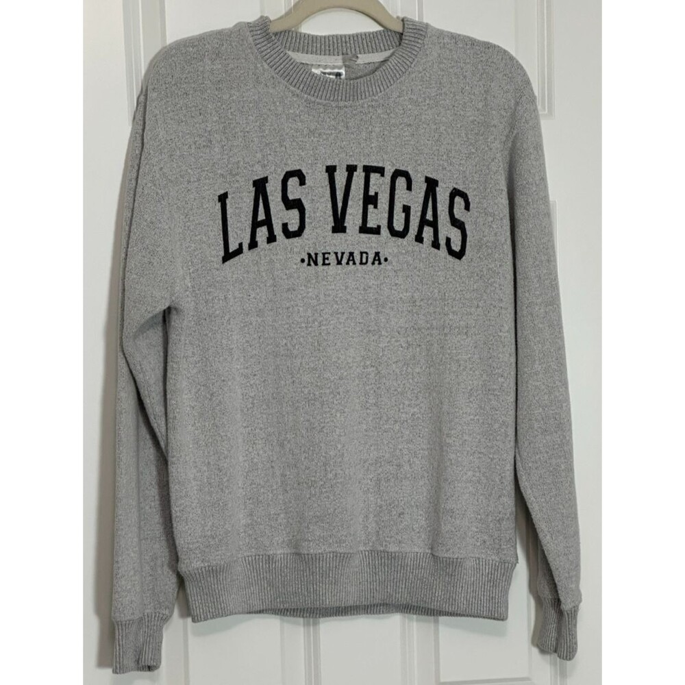 VTG Esy Surf Co Las Vegas Graphic Print Sweater Size‎ M Heather Grey/Black Soft